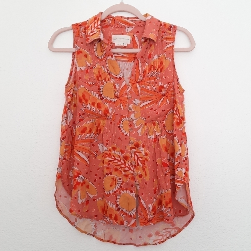 Anthropologie Tropical Sleeveless Blouse S